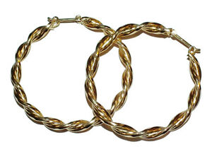 【送料無料】ネックレス　ヴィンテージイエローゴールドツイストフープイヤリングvintage 9ct yellow gold twisted hoop earrings｜hokushin