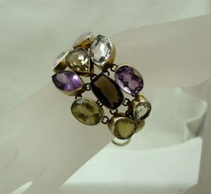【送料無料】ネックレス　ヴィンテージスタイリッシュアメジストシトリンブレスレットvintage stylish gilded silver chunky amethyst and citrine bracelet｜hokushin