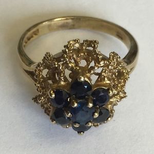 【送料無料】ネックレス　ビンテージソリッドイエローゴールドサファイアクラスタドレスリングサイズvintage solid 9ct yellow gold sapphire cluster dress ring size l12 bravingtons 45,370円