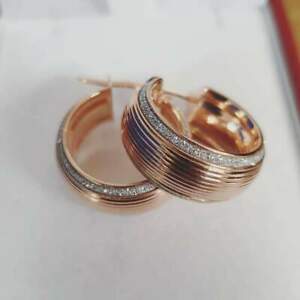 【送料無料】ネックレス　9ct37gmoondustイアリング9ct rose gold 37g wide ribbed moondust edge earrings