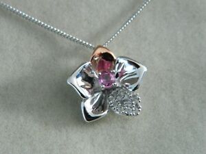 【送料無料】ネックレス　シルバーローズウェールズゴールドオーキッドサファイアペンダントclogau silver amp; 9ct rose welsh gold orchid sapphire pendant rrp 28000
