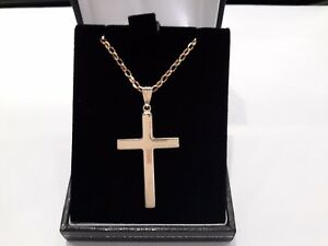 【送料無料】ネックレス　ゴールドクロスチェーンメンズレディースボックスチェーン9ct gold cross amp; chain mens ladies hallmarked 375 gift boxed 20 chain