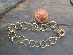 【送料無料】ネックレス　ｋｔイエローゴールドオープンサークルリンクデザインブレスレット14 kt yellow gold open circle link design bracelet toggle 75｜hokushin