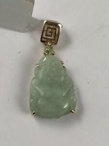 【送料無料】ネックレス　ゴールドグリーンペンダント14 k gold jade buddha green period pendant charm｜hokushin