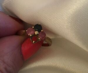 【送料無料】ネックレス　9ctgoldbluepinksapphirestone ringsize p9ct solid hallmarked gold, blue and pink sapphire missing stone ringsize p uk