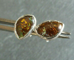 【送料無料】ネックレス　イヤリングスタッドシルバーオパールボルダーオーストラリアearrings studs, silver, 2 opals boulder from australia