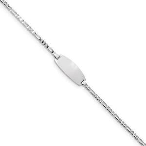 【送料無料】ネックレス　14kホワイトゴールドchildrensフィガロ55id14k solid white gold childrens figaro 55 id name bracelet free engraving gift｜hokushin