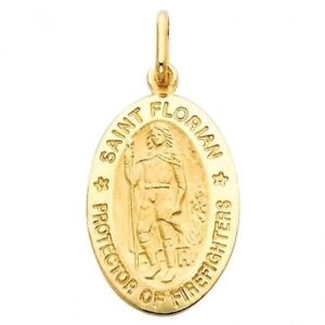 【送料無料】ネックレス　ｋｔイエローゴールドフローリアンメダルチャームペンダント14kt yellow gold religious saint florian medal charm pendant