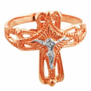 【送料無料】ネックレス　ツートンカラーローズクロ10ct10ct twotone rose gold crucifix cross ring