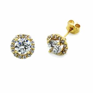 【送料無料】ネックレス イエローゴールドスタッドイヤリングキュービックラウンドイヤリング14ct yellow gold stud earring 1ctw cz cubic ziroconia round earrings
