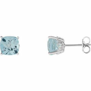 【送料無料】ネックレス　14kホワイトゴールドクッション4prong scroll settingトパーズイアリング14k white gold cushion polished 4prong scroll setting sky blue topaz earring