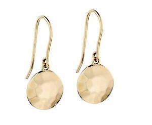 【送料無料】ネックレス　イエローゴールドディスクイヤリング9ct yellow gold disc earrings with giftbox