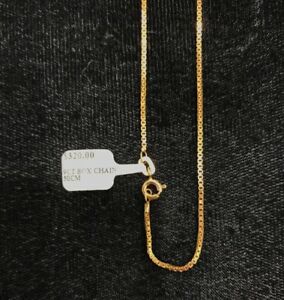 【送料無料】ネックレス　イエローゴールドソリッドボックスチェーンイタリア 9ct yellow gold solid box chain 50cm hallmarked 375 made in italy