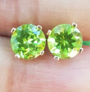 【送料無料】ネックレス　ペリドットｋｋｔソリッドホワイトゴールドスタッドイヤリング120ct genuine peridot 14k 14kt solid white gold studs earrings free shipping