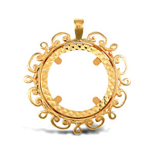 【送料無料】ネックレス　ゴールドスクロールフレームハーフソブリンコインマウントペンダントforever mine 9ct gold scroll frame half sovereign coin mount pendant