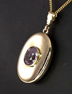 【送料無料】ネックレス　イエローゴールドペンダント＃genuine 9k yellow gold oval purple stone oval shaped pendant 626gms 57957 40,287円