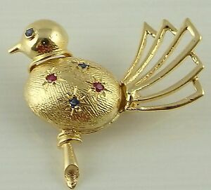 【送料無料】ネックレス　イエローゴールドブローチグラム14ct yellow gold gem set bird brooch 45 grams 3cm long, 23cm high