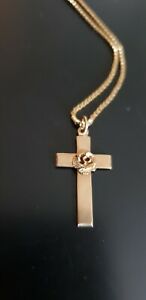 【送料無料】ネックレス　ヴィンテージ9ct 3759ctクロスチェーン575gvintage 9ct 375 solid rose gold cross with 9ct box chain 575g