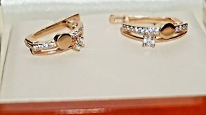【送料無料】ネックレス　ロシアソリッドローズゴールドｋイヤリングrussian solid rose gold 585 14k czs earrings beautiful 36 gramm