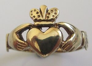 【送料無料】ネックレス　イエローゴールドッドクラダクラウンリングサイズsecondhand 9ct yellow gold claddagh heart, hands amp; crown ring size x