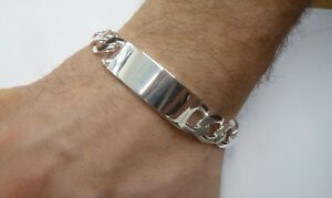 【送料無料】ネックレス　ソリッドスターリングシルバーブレスレットグラムサービスsolid sterling silver gents id bracelet heavy 80 grams * free engraving*