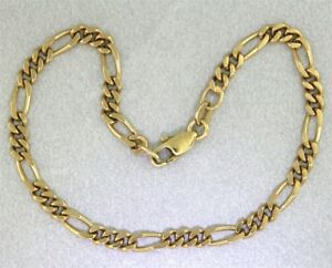 【送料無料】ネックレス　ｋゴールドフィガロリンクブレスレットソリッドイエローゴールド9k gold 31 figaro link bracelet guaranteed genuine amp; solid 9k yellow gold