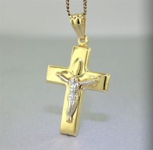 【送料無料】ネックレス　イタリアメッキイエローゴールドペンダントitalian made yellow gold crucifix pendant guaranteed genuine 18k gold