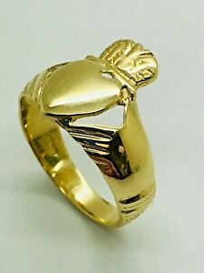 【送料無料】ネックレス　イエローソリッドゴールドッドクラダリング9ct yellow solid gold claddagh ring