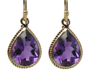 【送料無料】ネックレス　イエローゴールドアメジストティアドロップイヤリングe120 genuine 9ct yellow gold natural large amethyst tear drop earrings 700ct 40,287円