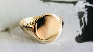 【送料無料】ネックレス　ゴールドプレーンマシン9ct gold gents oval plain fully polished finish signet ring vm191