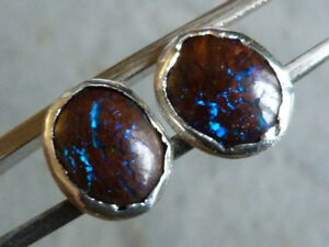 【送料無料】ネックレス　スタッドボルトオパールボルダーオーストラリアイヤリングearrings studs, silver, 2 opals boulder fromaustralia