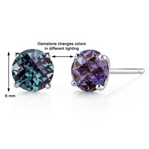 【送料無料】ネックレス　ｋホワイトゴールドラボアレクサンドライトスタッドイヤリングラウンドカット14k white gold 18 ct lab alexandrite stud earrings 4 prong round cut 6 mm｜hokushin