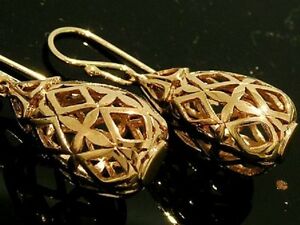 【送料無料】ネックレス　ソリッドローズドロップイヤリングe049 stunning 9ct solid rose gold filigree drop earrings heavy and puffy 40,287円