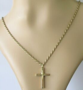 【送料無料】ネックレス　イエローゴールドプレーンクロスペンダントイエローゴールドチェーンsecondhand 9ct yellow gold plain cross pendant amp; 9ct yellow gold chain 45g