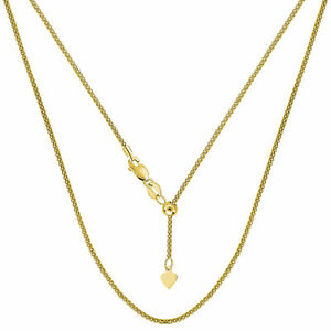 【送料無料】ネックレス　イエローゴールドアジャスタブルポップコーンリンクチェーンインチ14k yellow gold adjustable popcorn link chain, width 13mm, lenght 22 inch