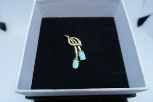 【送料無料】ネックレス　オーストラリアオパールブローチイエローゴールドオパールaustralian natural crystal opal brooch 14ct yellow gold 2 opals｜hokushin