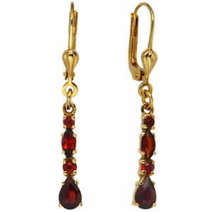 【送料無料】ネックレス　ガーネットダークレッドゴールドイエローゴールドイヤリングearrings boutons with garnet dark red 375 gold yellow gold