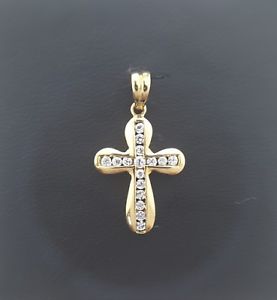 【送料無料】ネックレス　イエローゴールドクロスペンダントドルmiran 081122 9k yellow gold cz cross pendant 16g rrp 375