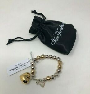 【送料無料】ネックレス　フォンシルバーゴールドハートボールブレスレットドル von treskow silver amp; gold heart ball bracelet rrp 390