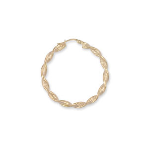 【送料無料】ネックレス　イエローゴールドツイストフープイヤリング9ct yellow gold barked twist hoop earrings