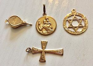 【送料無料】ネックレス　ビンテージゴールドロットロットペンダントbeautiful lot of 4 4 x vintage 9ct gold charms pendants good lot of four