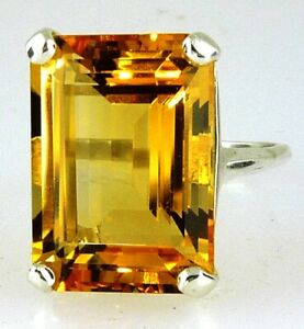 【送料無料】ネックレス　トップカラーエメラルドシトリンカットリングスターリングシルバーstunning top color large emerald cut citrine ring 925 sterling silver 1432 cts