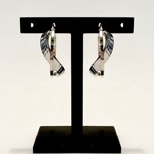 【送料無料】ネックレス　ホワイトイエローゴールドフープイヤリング9ct white amp; yellow gold twotone fancy italianmade 23mm hoop earrings｜hokushin