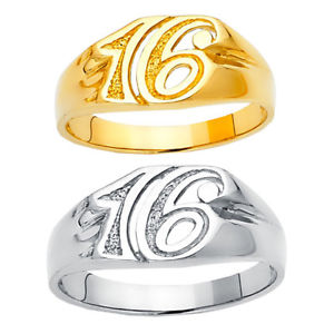 【送料無料】ネックレス　ソリッドイタリアンゴールドリング14k solid italian gold sweet sixteen 16th birthday ring diecisis oro anillo