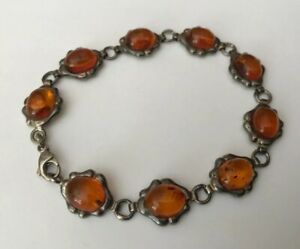 【送料無料】ネックレス　hmスターリング925コニャックカボションバルトhm sterling silver 925 cognac honey amber oval cabochon baltic amber bracelet｜hokushin