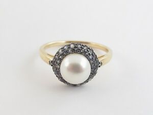 【送料無料】ネックレス　イエローゴールドパールリング14k yellow gold tsavorite and pearl ring