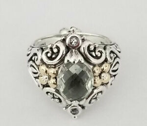 【送料無料】ネックレス　バーバラグリーンアメジストスターリングシルバーｋゴールドリングbarbara bixby green amethyst quartz amp; cz sterling silver18k gold ring, sz 750 40,937円