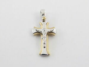 【送料無料】ネックレス　イエローホワイトゴールドクロスチャームペンダント18k yellow and white gold cross charm pendant｜hokushin