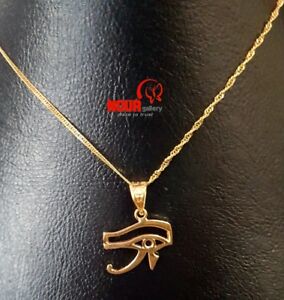 【送料無料】ネックレス　エジプトハンドメイドホルスｋイエローゴールドペンダントegyptian handmade horus eye udjat hallmark 18k yellow gold pendant 200 g, 090