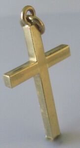 【送料無料】ネックレス　イエローゴールドプレーンスクエアクロスペンダントsecondhand 9ct yellow gold plain square cross 49g pendant
